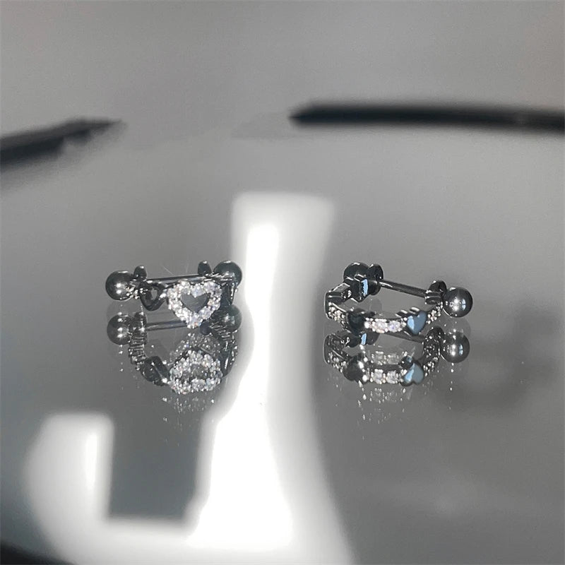 Hollow Heart Stainless Steel Stud Earrings