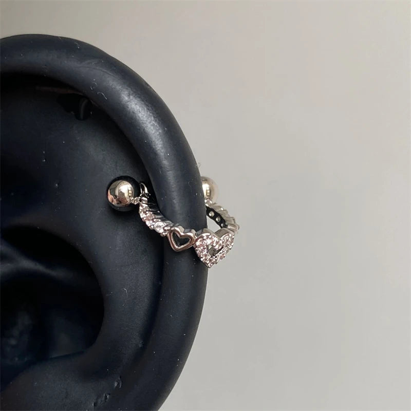 Hollow Heart Stainless Steel Stud Earrings
