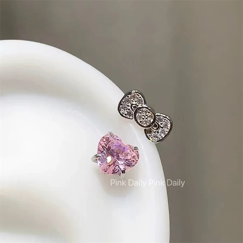 Y2K Cross CZ Cartilage Stud Earring (Silver Tone)
