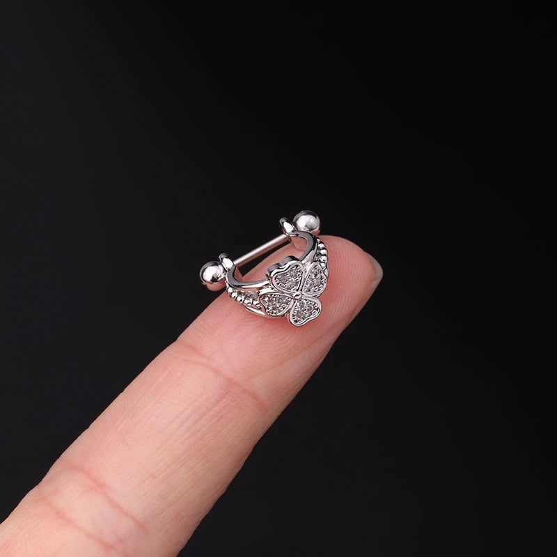 Hollow Heart Stainless Steel Stud Earrings