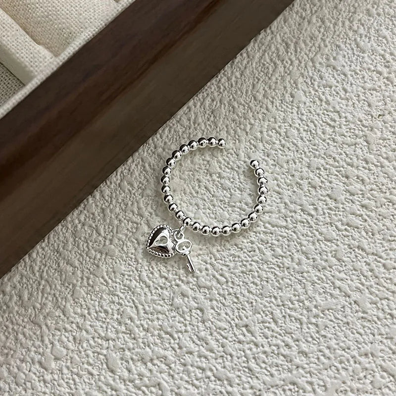 Heart Key Ring in Silver Tone, Copper Blend