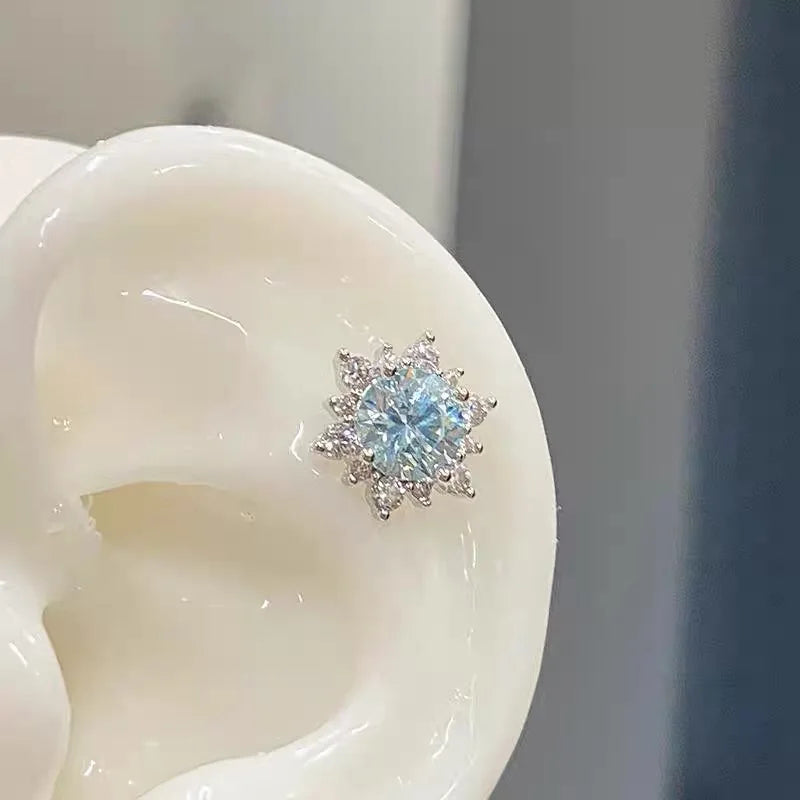 Rhinestone Cat Ear Stud Earrings with Screw Backs