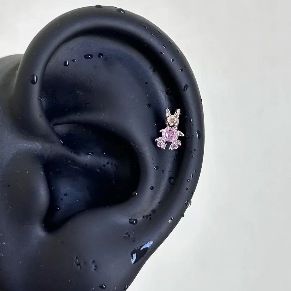 Dainty Pink Key Stud Earrings