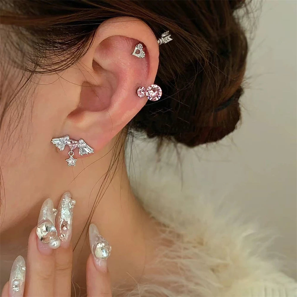 Sweet Heart Arrow Stainless Steel Stud Earrings