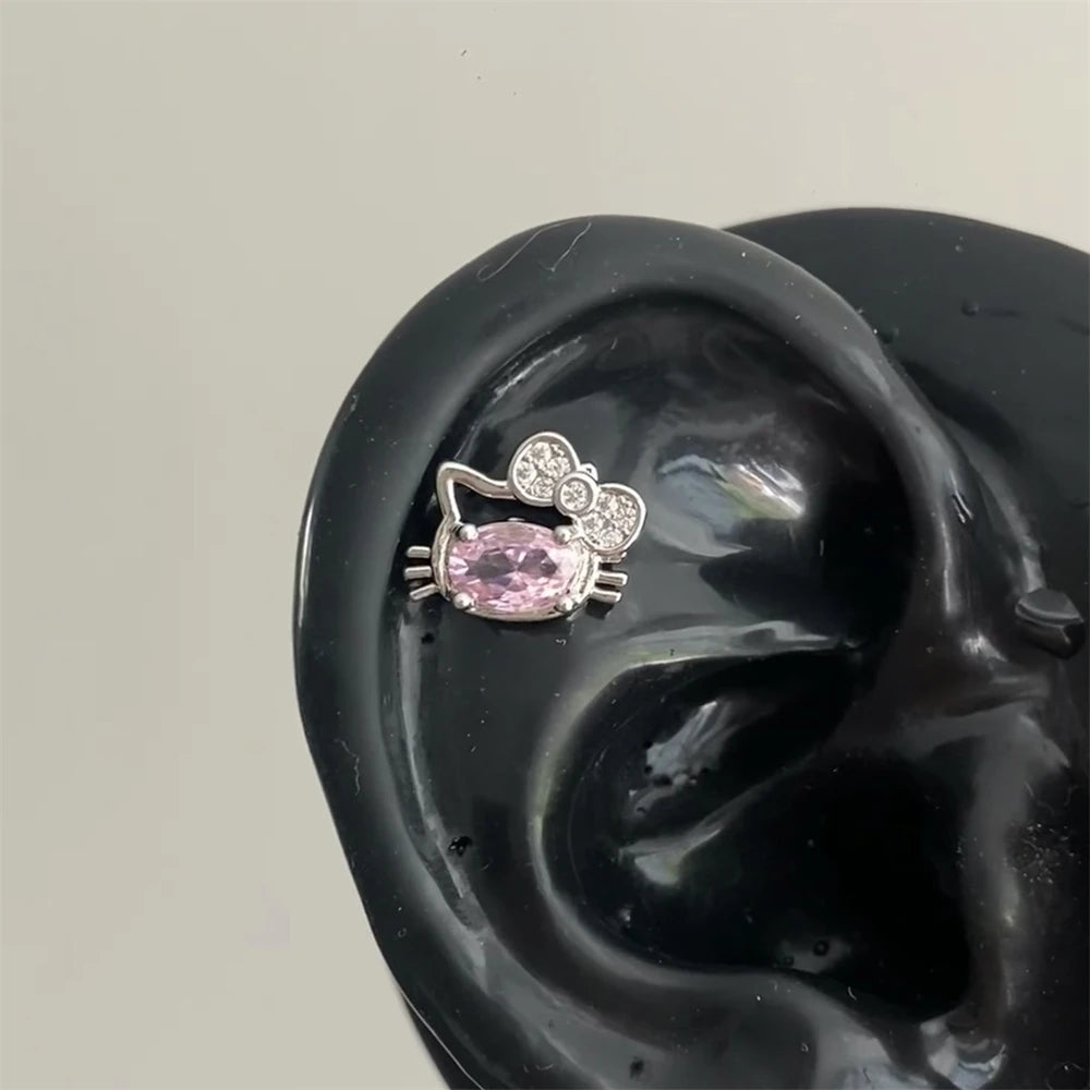 Dainty Pink Key Stud Earrings