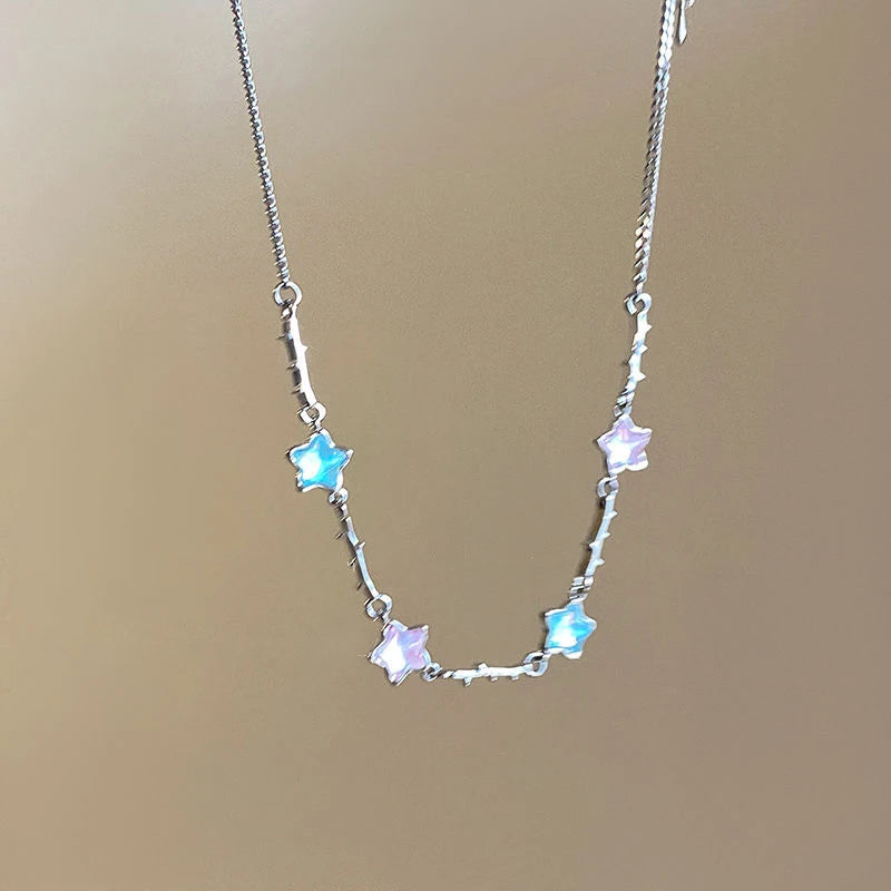 Y2K Star Necklace + Earrings Set (Colorful Crystal)