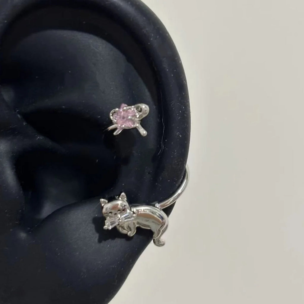 Dainty Stainless Steel Cat Stud Earrings