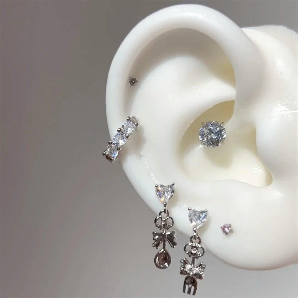 Sweet Heart Fork and Spoon Cartilage Stud