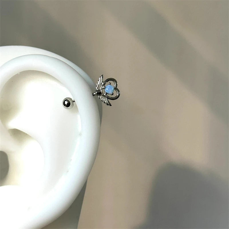 Cupid Heart Wing Cartilage Stud