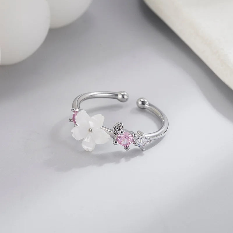 Pink Flower Ring • Cherry Blossom Accent