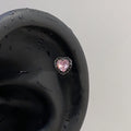 Pink Bow Stud Earrings with CZ Accents