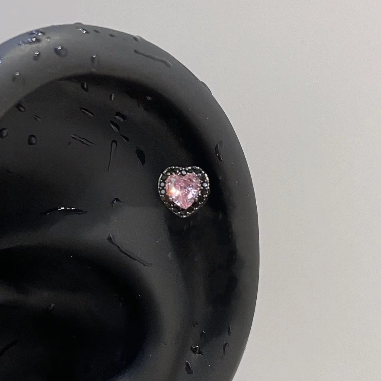Pink Bow Stud Earrings with CZ Accents