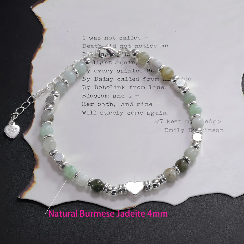 925 Sterling Silver Heart Bracelet with Zircon Beads