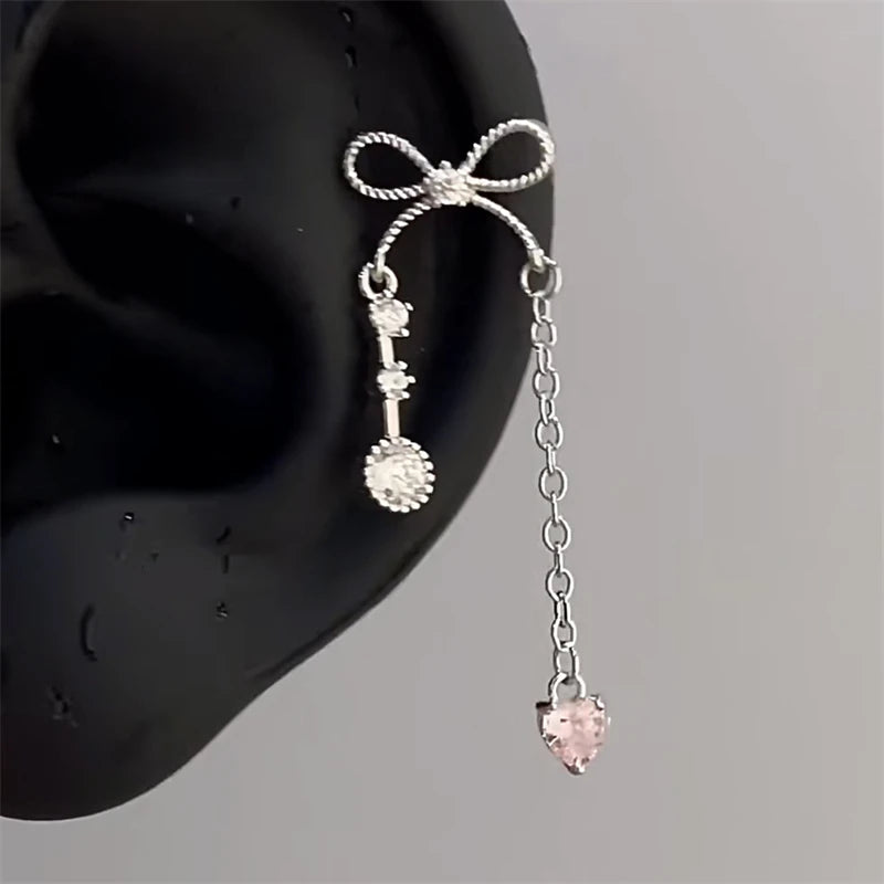 Y2K Cross CZ Cartilage Stud Earring (Silver Tone)