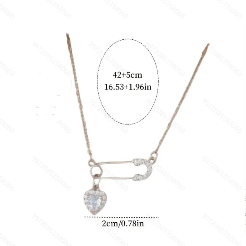 Dainty Heart Necklace with CZ Tassel Pendant