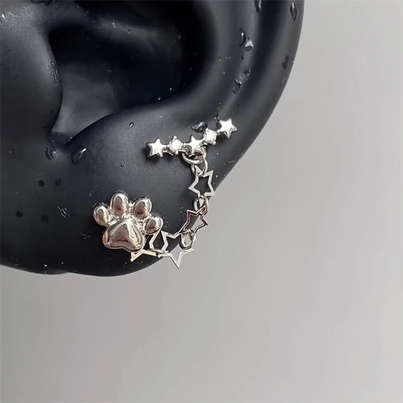 Y2K Cross CZ Cartilage Stud Earring (Silver Tone)