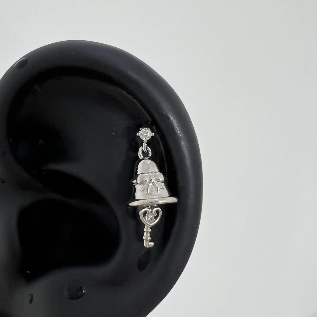 Pink Bow Stud Earrings with CZ Accents