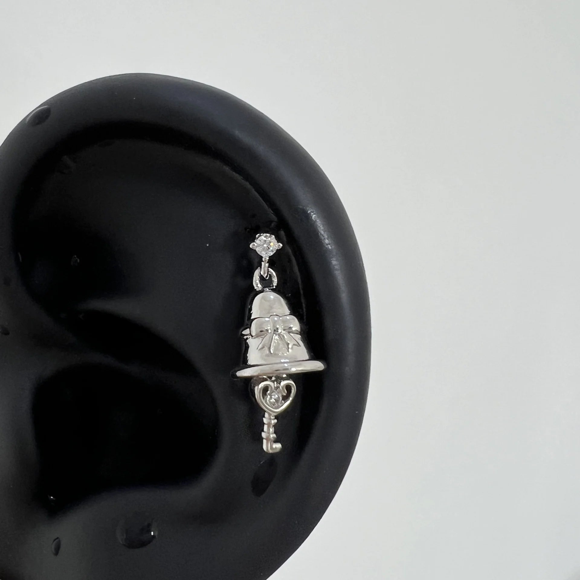 Pink Bow Stud Earrings with CZ Accents