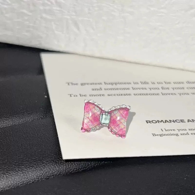 Pink Cat Cartilage Earring with Bow Stud