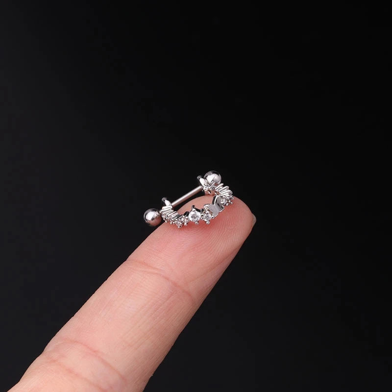 Hollow Heart Stainless Steel Stud Earrings