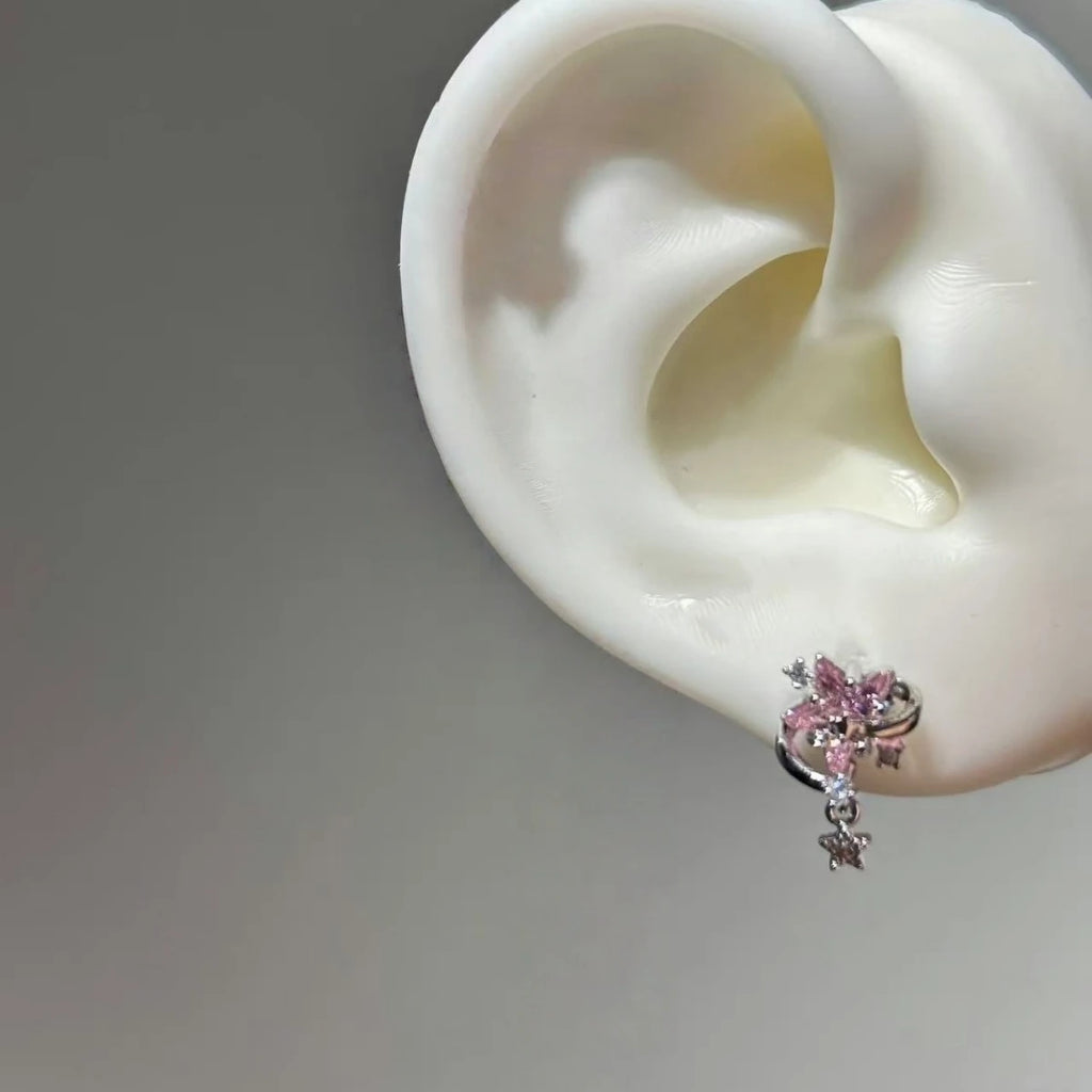 Star Tassel Stud Earrings in Stainless Steel + CZ