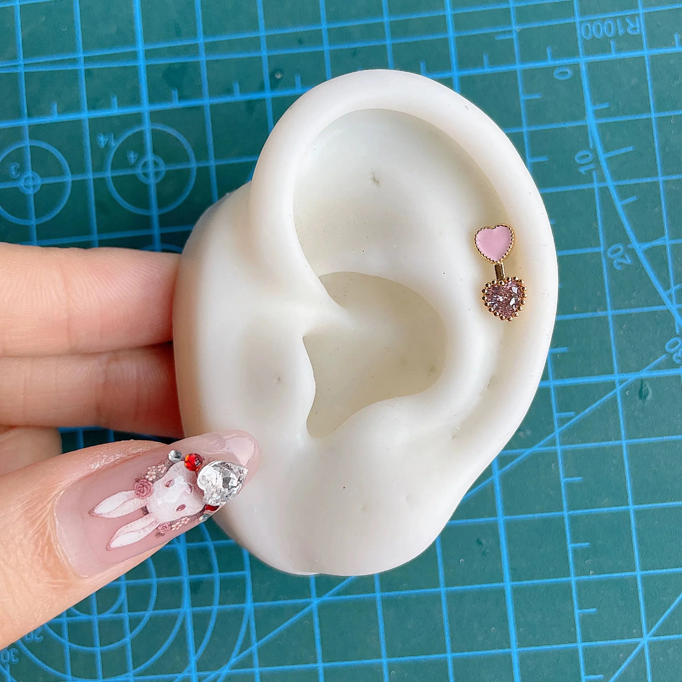 Cute Pink Stud Earrings, Rhinestone Cross Screw Back