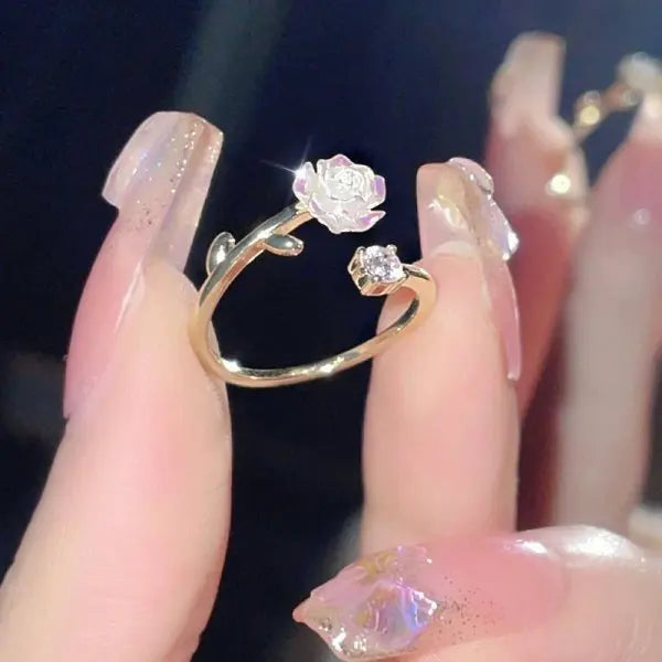Pink Flower Ring • Cherry Blossom Accent