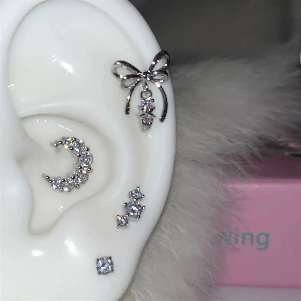 Pink Ballet Shoe Cartilage Stud Earring in Stainless Steel