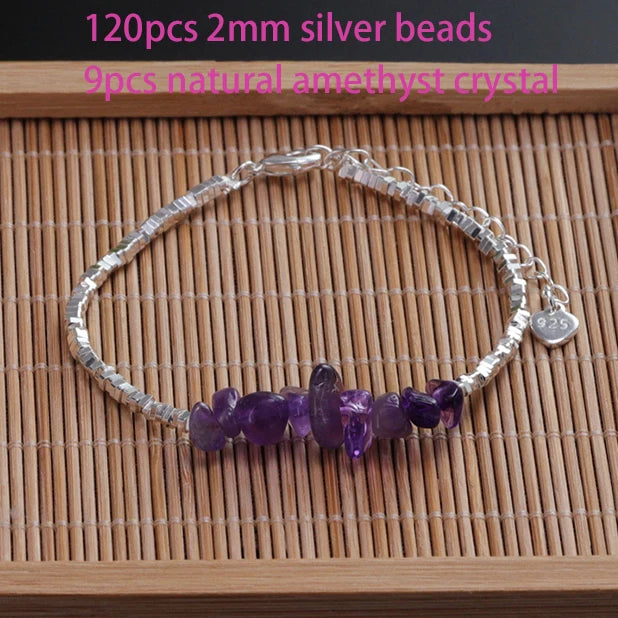 925 Sterling Silver Heart Bracelet with Zircon Beads