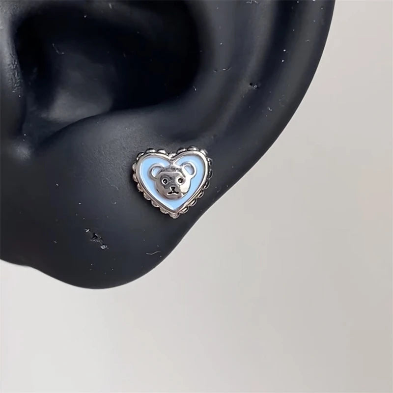 Y2K Cross CZ Cartilage Stud Earring (Silver Tone)