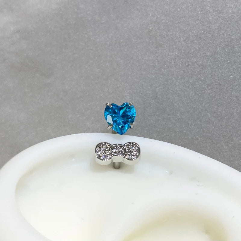 Rhinestone Cat Ear Stud Earrings with Screw Backs