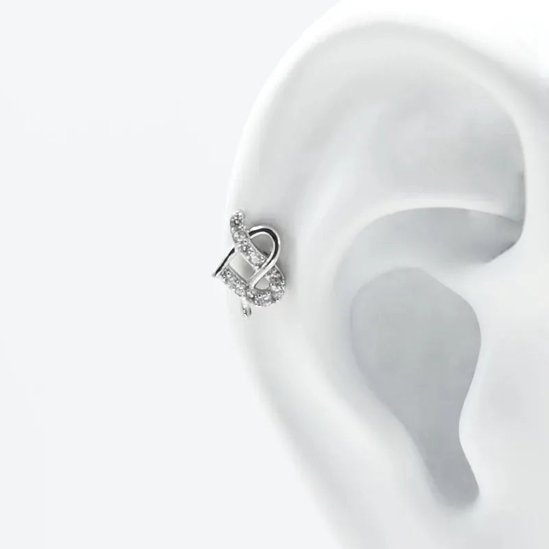 Rhinestone Cat Ear Stud Earrings with Screw Backs