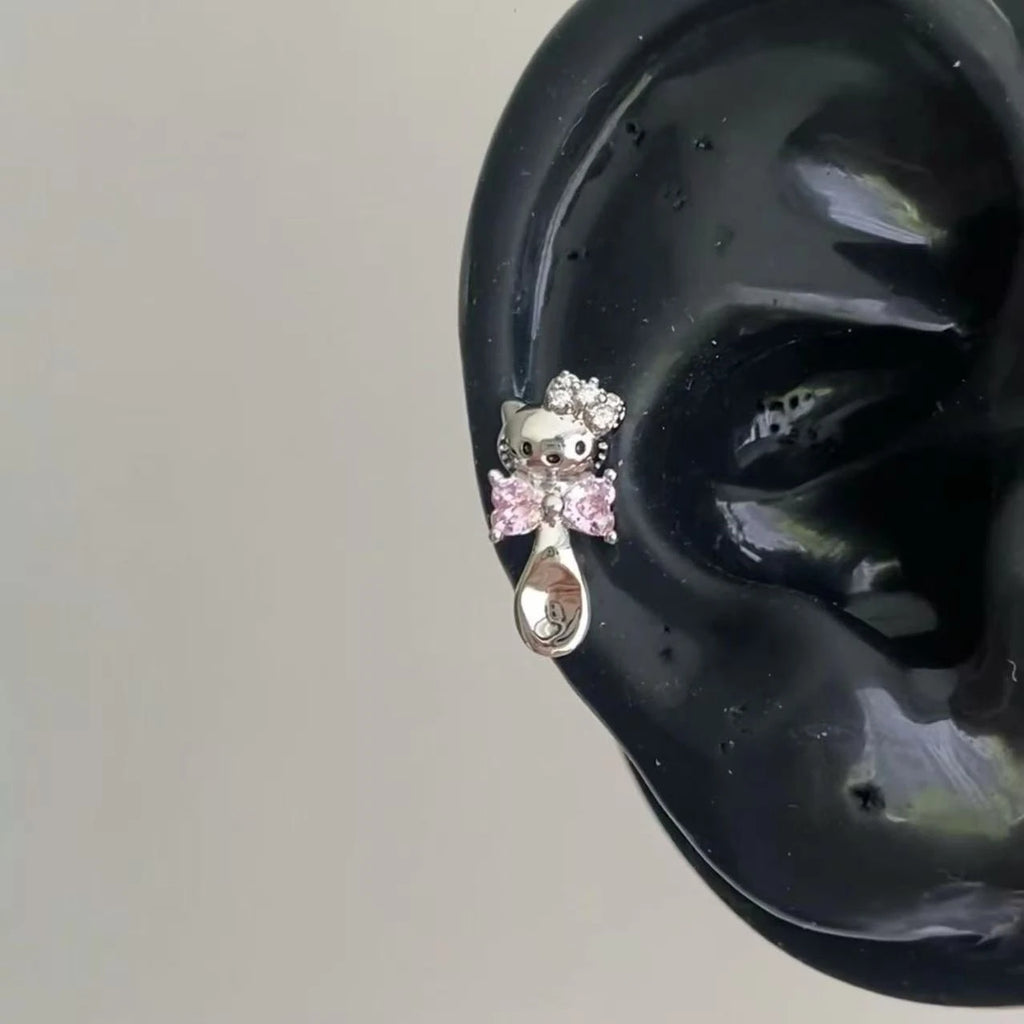 Dainty Pink Key Stud Earrings