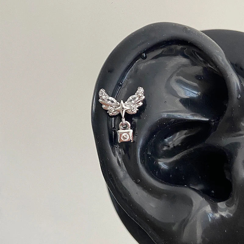 Angel Wing Zircon Stud Earrings