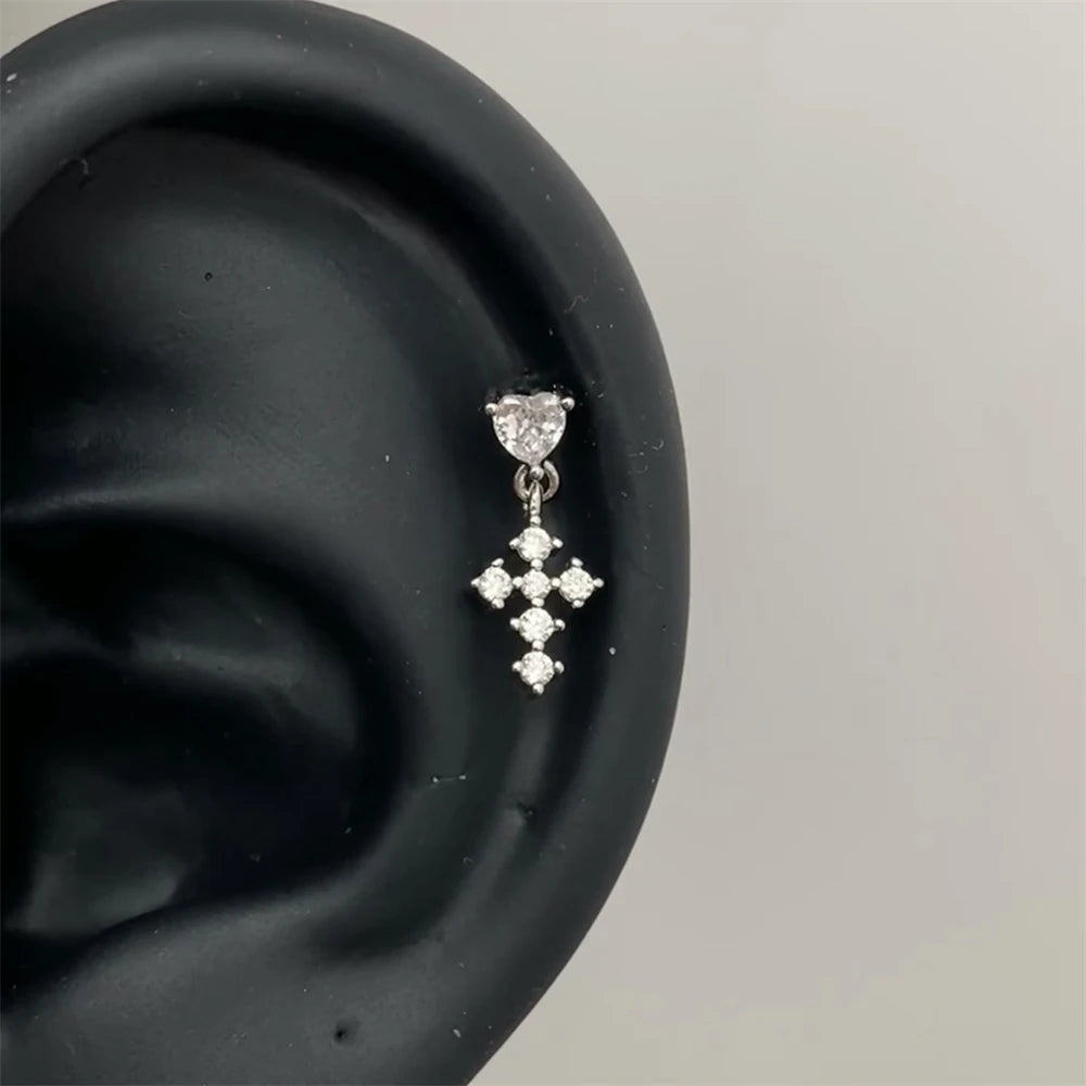 Sweet Heart Fork and Spoon Cartilage Stud