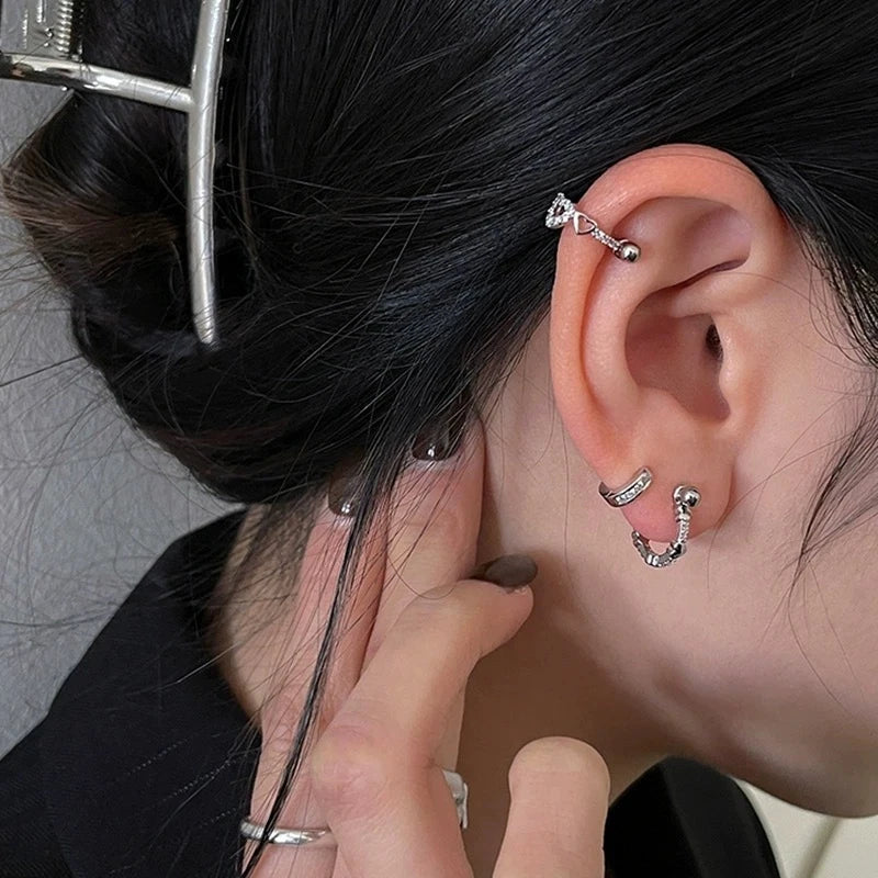 Hollow Heart Stainless Steel Stud Earrings