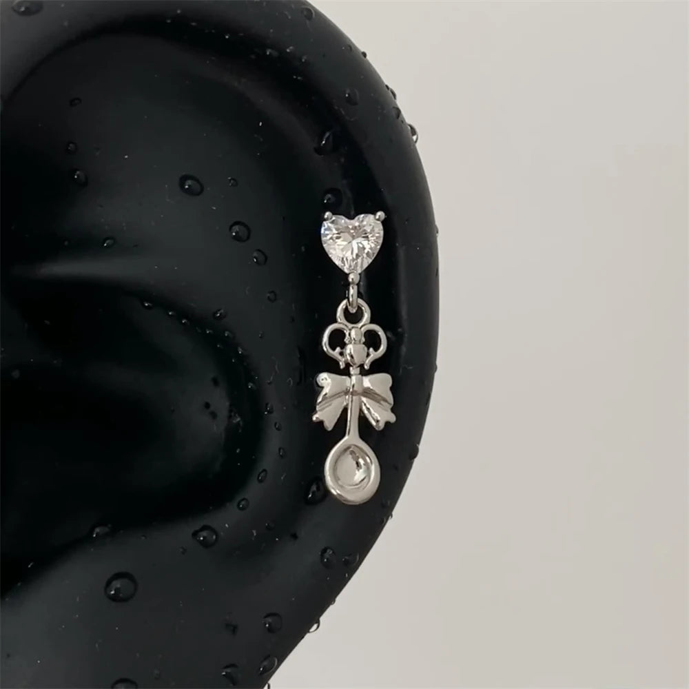 Sweet Heart Fork and Spoon Cartilage Stud