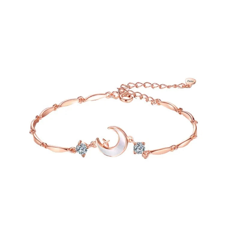 925 Sterling Silver Heart Bracelet with Zircon Beads