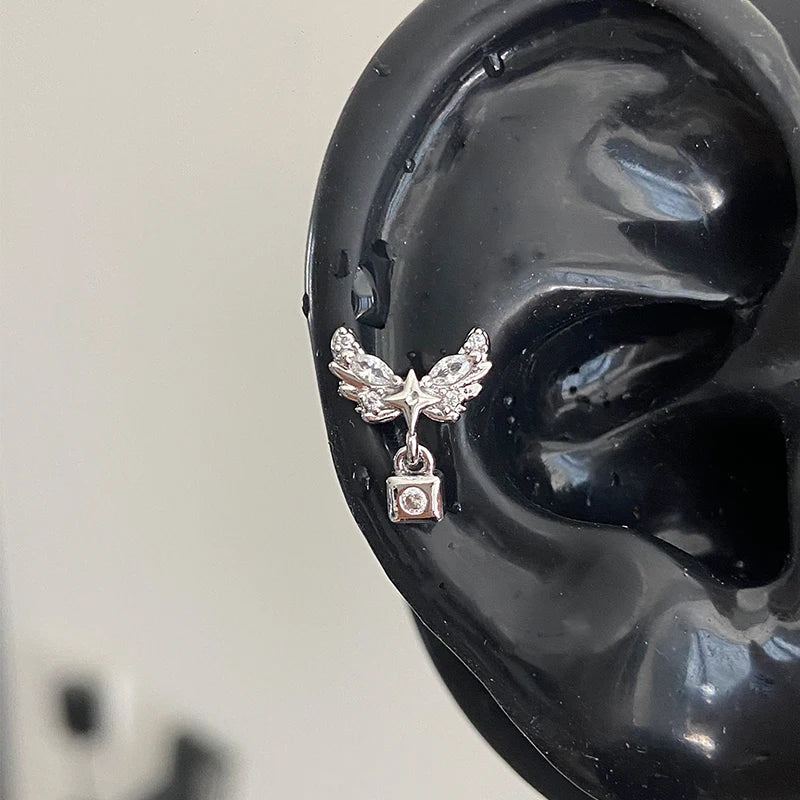 Angel Wing Zircon Stud Earrings