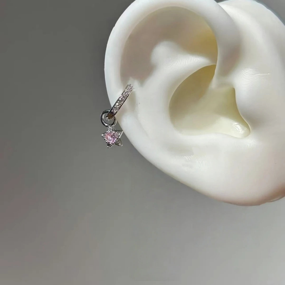 Star Tassel Stud Earrings in Stainless Steel + CZ