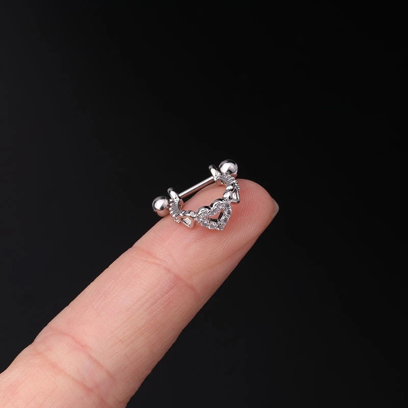 Hollow Heart Stainless Steel Stud Earrings