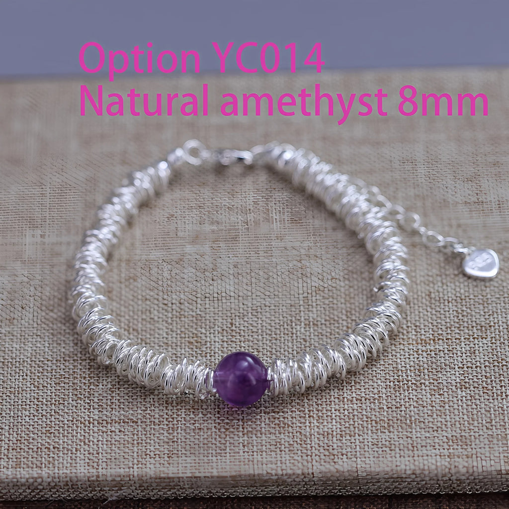 925 Sterling Silver Heart Bracelet with Zircon Beads