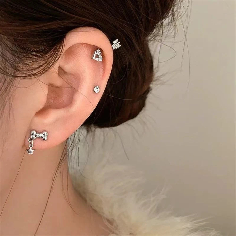 Sweet Heart Arrow Stainless Steel Stud Earrings