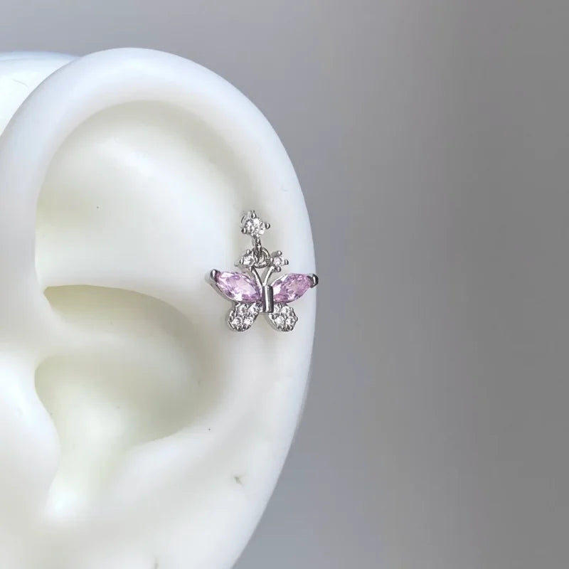 Star Tassel Stud Earrings in Stainless Steel + CZ