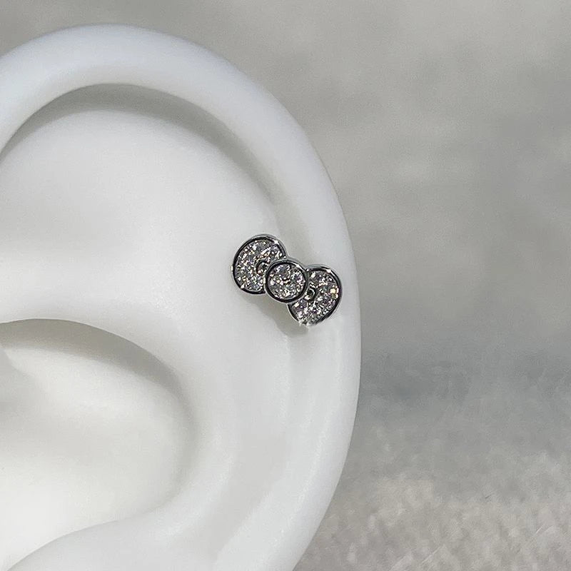Y2K Cross CZ Cartilage Stud Earring (Silver Tone)
