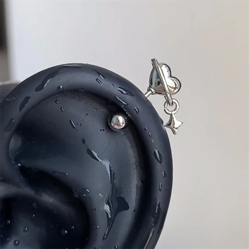 Y2K Cross CZ Cartilage Stud Earring (Silver Tone)