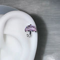 Cute Pink Stud Earrings, Rhinestone Cross Screw Back