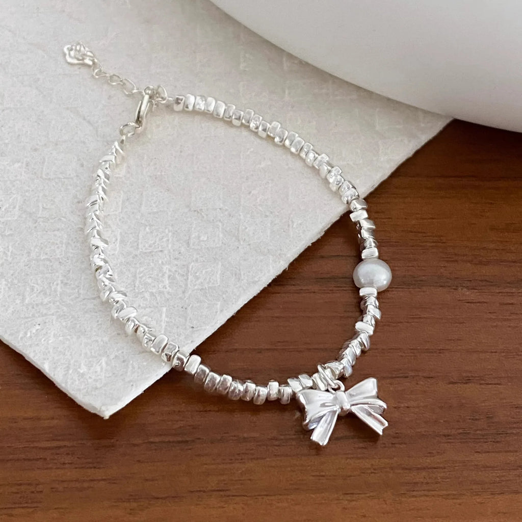 925 Sterling Silver Heart Bracelet with Zircon Beads