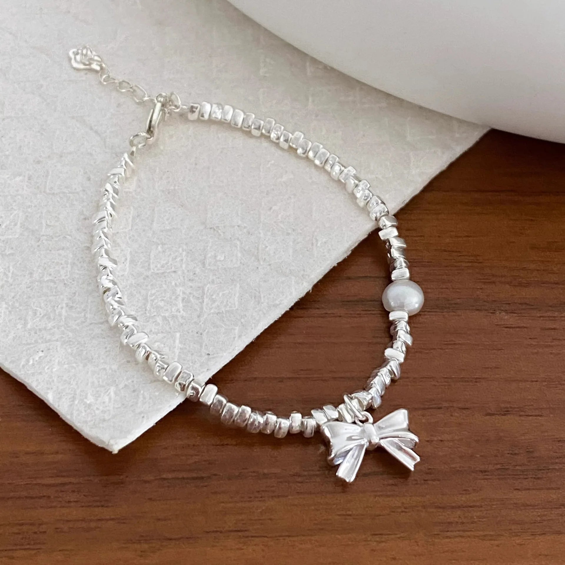 925 Sterling Silver Heart Bracelet with Zircon Beads