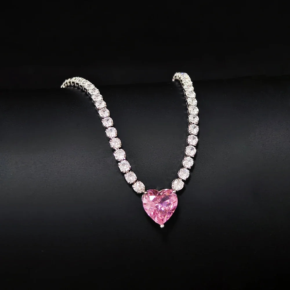 Pink Heart Necklace and Ring Set